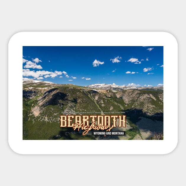 Beartooth Highway Wyoming and Montana Sticker by Gestalt Imagery